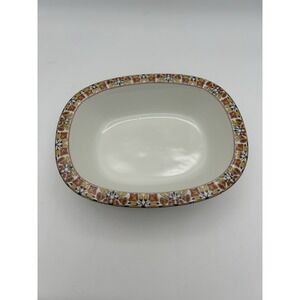 T&V  Limoges France‎ Serving Bowl Rectangle Floral Red  Yellow Brown 9.5"